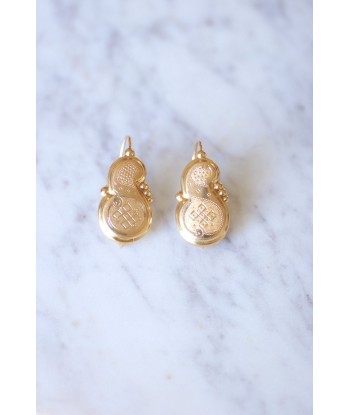 Grande boucles d'oreilles anciennes dormeuses en or basket pas cher