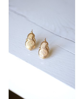 Grande boucles d'oreilles anciennes dormeuses en or basket pas cher