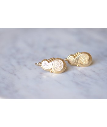 Grande boucles d'oreilles anciennes dormeuses en or basket pas cher