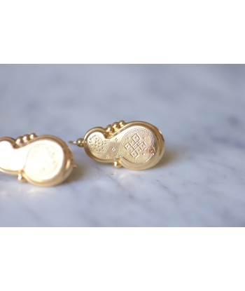 Grande boucles d'oreilles anciennes dormeuses en or basket pas cher