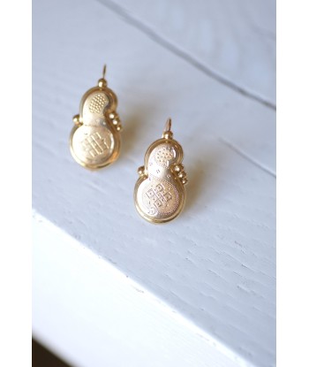 Grande boucles d'oreilles anciennes dormeuses en or basket pas cher