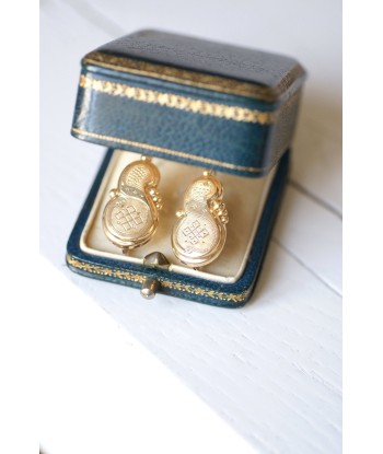 Grande boucles d'oreilles anciennes dormeuses en or basket pas cher