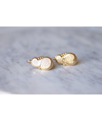 Grande boucles d'oreilles anciennes dormeuses en or basket pas cher