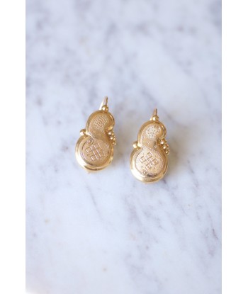 Grande boucles d'oreilles anciennes dormeuses en or basket pas cher