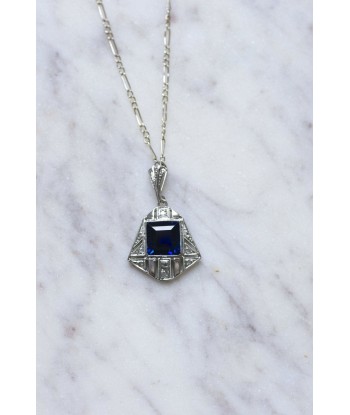 Pendentif collier Art Déco saphir synthétique, et diamants livraison et retour toujours gratuits