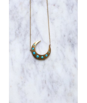 Collier pendentif croissant de lune or et turquoise Profitez des Offres !