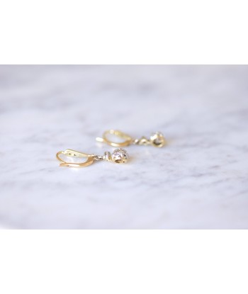 Boucles d'oreilles dormeuses anciennes pendantes diamants destockage