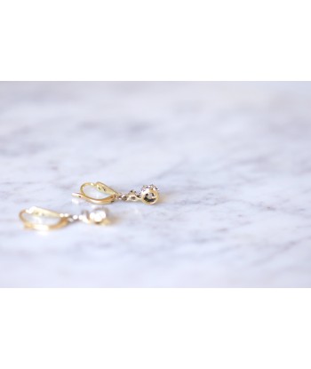 Boucles d'oreilles dormeuses anciennes pendantes diamants destockage