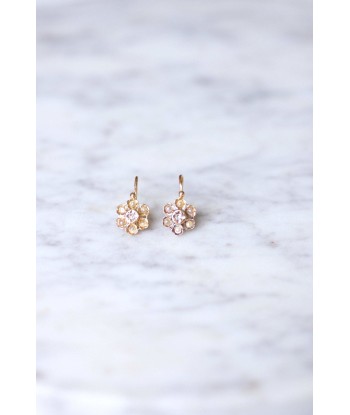 Boucles d'oreilles fleurs anciennes perles et diamant pas chere