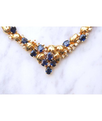 Collier Vintage en or jaune, saphirs 3.50Cts, et diamants le des métaux précieux