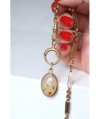 Pendentif vintage or rose et agate dendritique de l' environnement