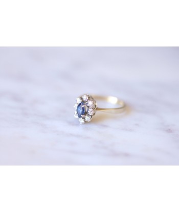 Bague saphir entourage diamants sur or blanc votre restaurant rapide dans 