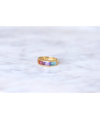 Bague jonc pierres arc en ciel en or de la marque