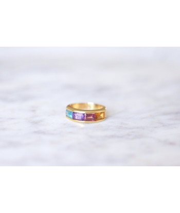 Bague jonc pierres arc en ciel en or de la marque