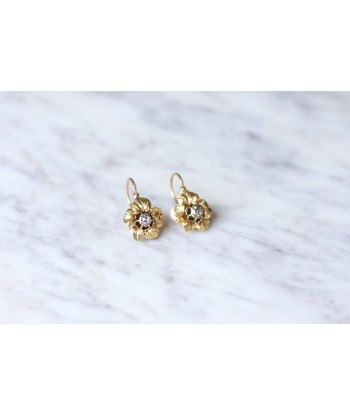 Boucles d'oreilles fleurs anciennes or et diamant 50% de réduction en Octobre 2024