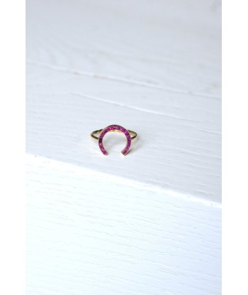 Bague ancienne fer à cheval or rose et rubis à prix réduit toute l'année