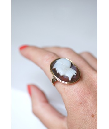 Bague ancienne camée agate, profil Athéna shop