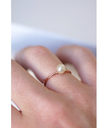 Bague perle fine sur or rose les muscles