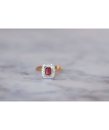 Bague Art Deco rubis synthétique et diamants 2 - 3 jours ouvrés.