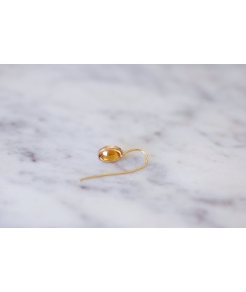 Mono boucle d'oreille ancienne pierre jaune Pour