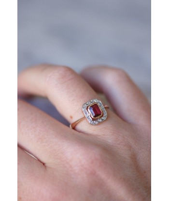 Bague Art Deco rubis synthétique et diamants 2 - 3 jours ouvrés.