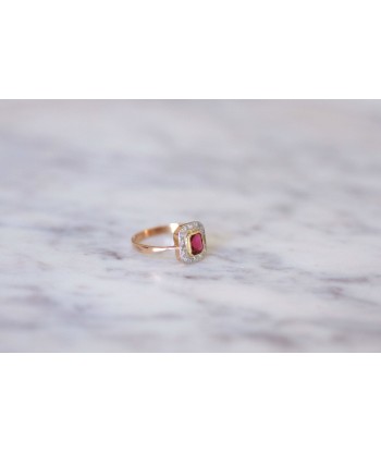 Bague Art Deco rubis synthétique et diamants 2 - 3 jours ouvrés.