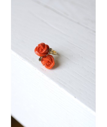 Bague double fleurs corail et or online