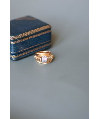 Bague fil vintage or rose et diamants français