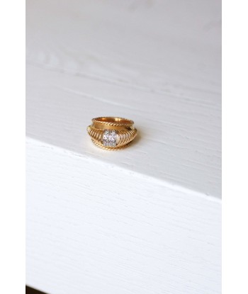 Bague fil vintage or rose et diamants français