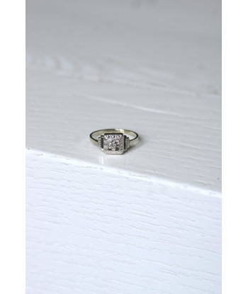 Bague Art Deco carrée diamant basket pas cher