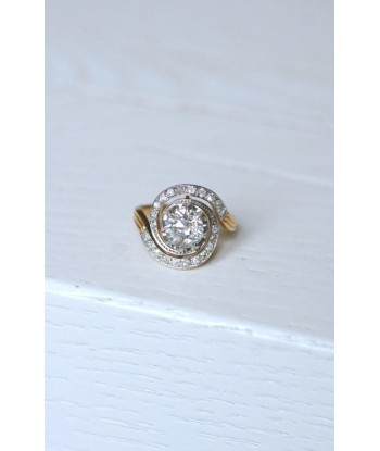 Bague de fiançailles ancienne Tourbillon diamant 1.33 Cts Fin de série