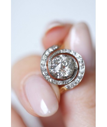 Bague de fiançailles ancienne Tourbillon diamant 1.33 Cts Fin de série