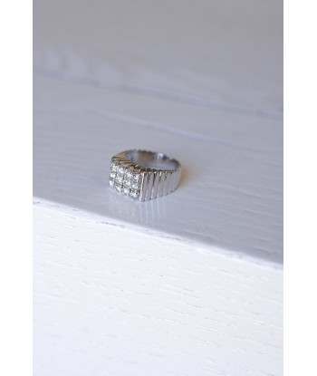 Bague chevalière godrons Art Deco diamants de France