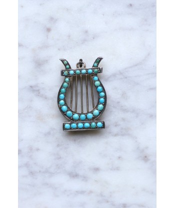 Médaillon Lyre argent et turquoises vous aussi creer 