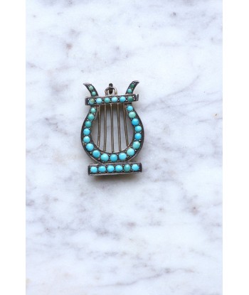 Médaillon Lyre argent et turquoises vous aussi creer 