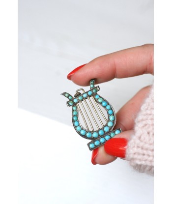 Médaillon Lyre argent et turquoises vous aussi creer 