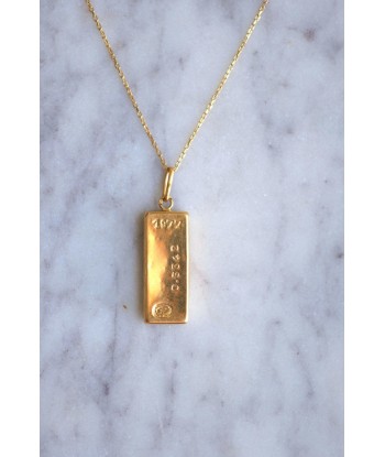 Collier Vintage pendentif lingot or jaune Amélioration de cerveau avec