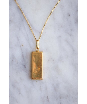 Collier Vintage pendentif lingot or jaune Amélioration de cerveau avec