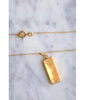 Collier Vintage pendentif lingot or jaune Amélioration de cerveau avec