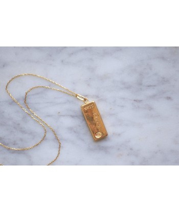 Collier Vintage pendentif lingot or jaune Amélioration de cerveau avec