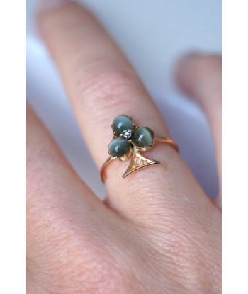 Bague trèfle chrysobéryl oeil de chat et diamants commande en ligne