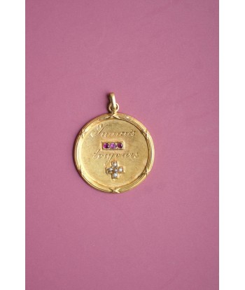 Médaille d'amour ancienne or et rubis vous aussi creer 