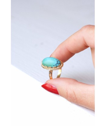 Bague vintage en or jaune et cabochon de turquoise Comparez et commandez 