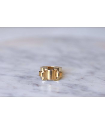 Bague chevalière Moderniste Tank or jaune français