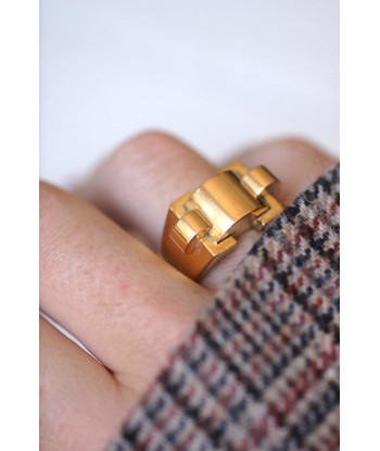 Bague chevalière Moderniste Tank or jaune français