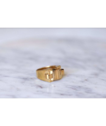 Bague chevalière Moderniste Tank or jaune français