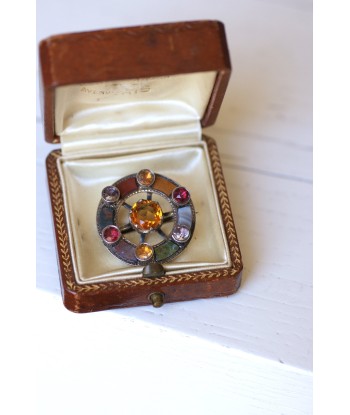 Broche ronde Ecossaise ancienne citrine, jaspe, et agate commande en ligne