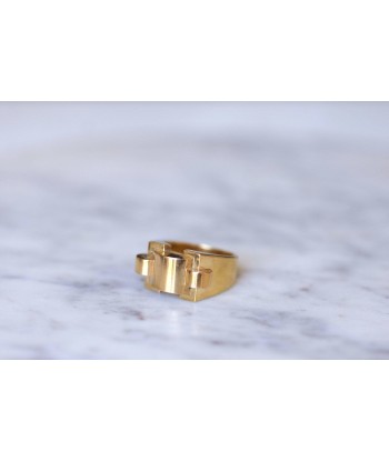 Bague chevalière Moderniste Tank or jaune français