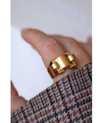 Bague chevalière Moderniste Tank or jaune français