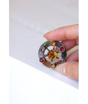 Broche ronde Ecossaise ancienne citrine, jaspe, et agate commande en ligne